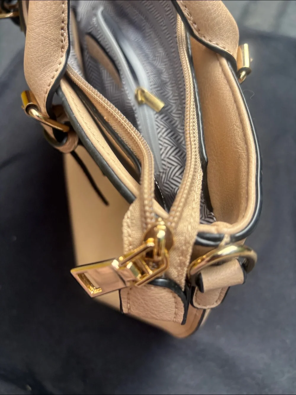 Minimalist Cream Satchel Tote with Polished Hardware